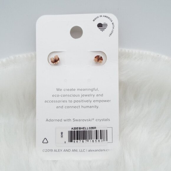 Alex and Ani Swarovski Crystal Rose Gold Filled Shell Earrings - Picture 2 of 8